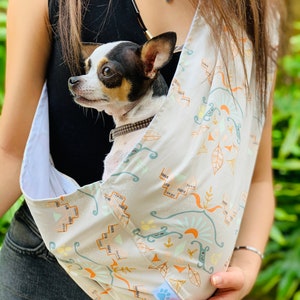 Dog Sling Carrier, Safely Carry your Small or Medium Size Dog, Puppy, Cat, Kitten or Bunny in a Cozy Crossbody Pouch, Select your Print image 5