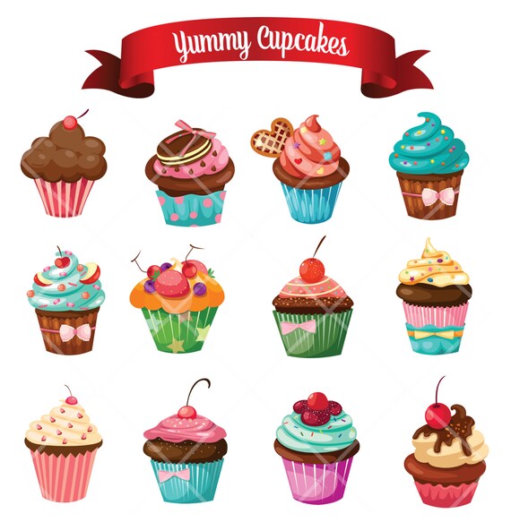 Lecker Lecker Cupcake Kuchen Muffins Digital Clipart Etsy