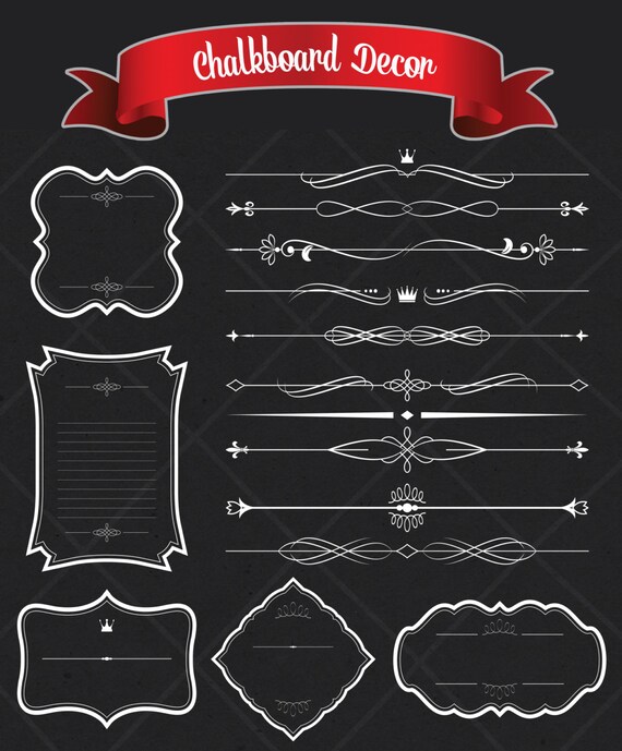 Chalkboard Decorative Border Corners Digital Clip Art Etsy