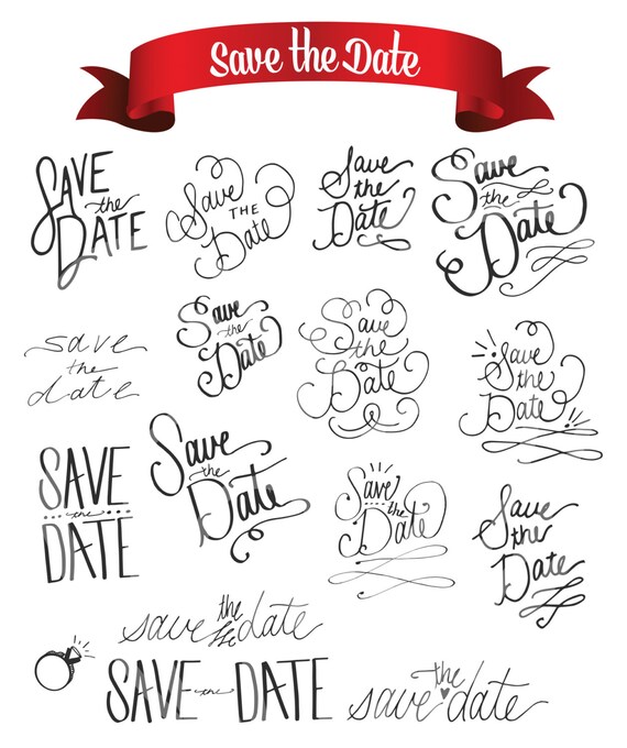 Wedding Save The Date Decorative Digital Clip Art Scrapbook Etsy