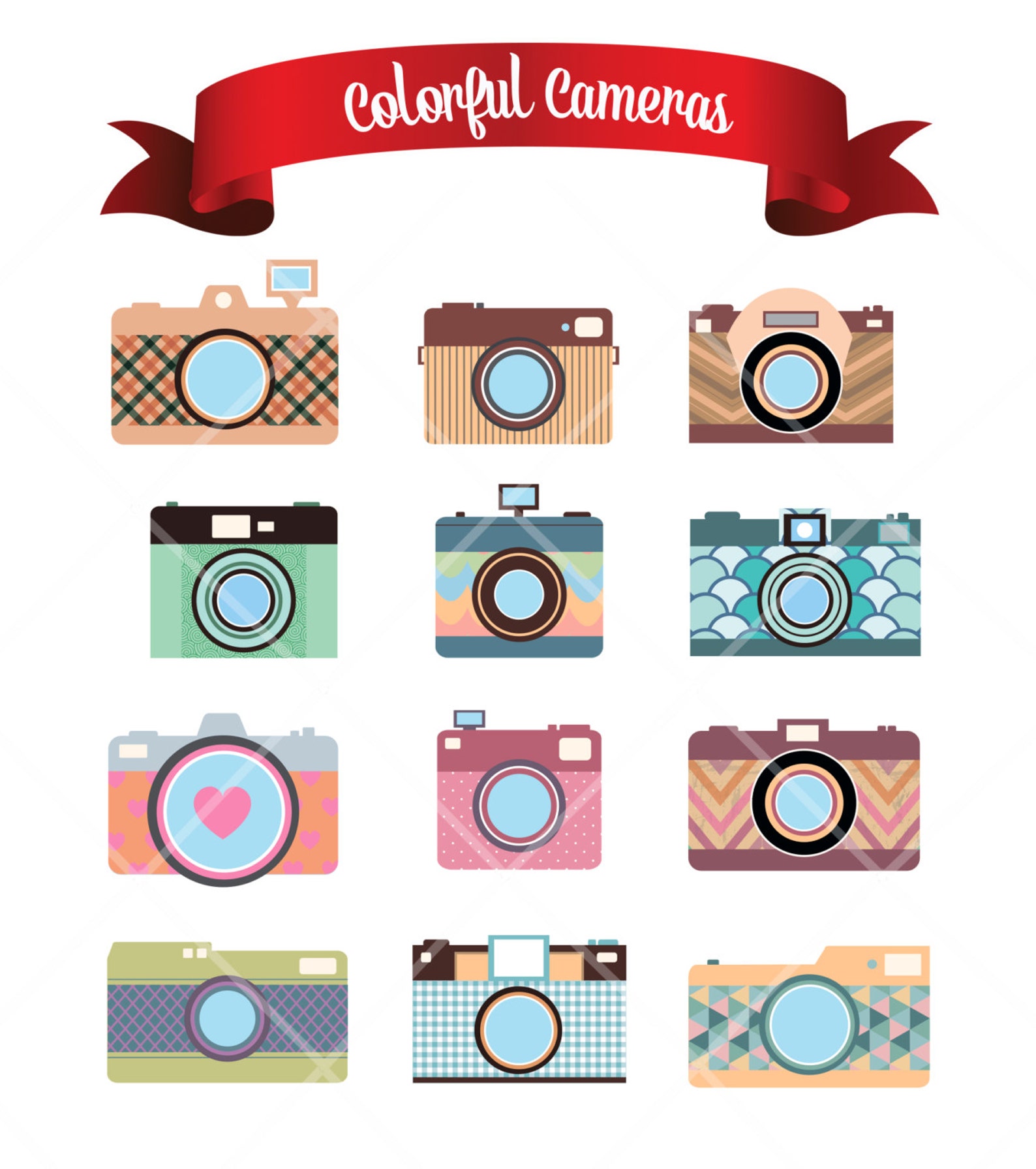 Colorful Cameras Photography Digital Clip Art Embellishments Etsy