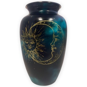 Sun and Moon Cremation Urn, Celestial Cremation Urn, Hand Painted Urn, Unique Cremation Urn