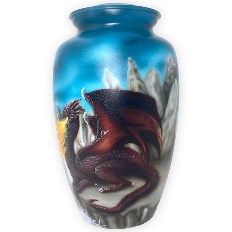 Black Dragon Cremation Urn Hand Painted Urn Unique Cremation Etsy