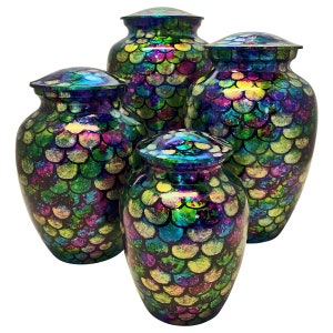Hand Painted Mermaid Cremation Urn: Shimmering Memorial Urn