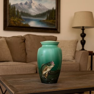Hand Painted Fish Cremation Urn: Angler Memorial