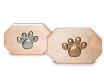 Pet Paw Wooden Pet Cremation Urn, Pet Urn with Paw, Pet Urn for Ashes