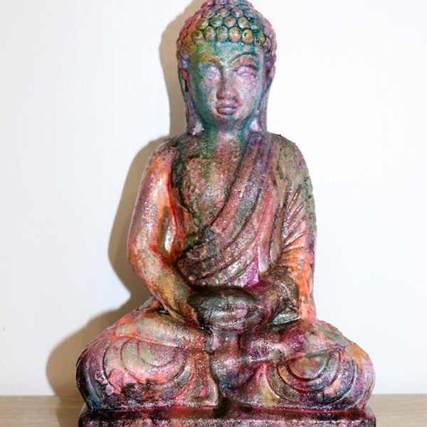 Création zen spirituelle chance & joie bouddha déco scintillant multicolore