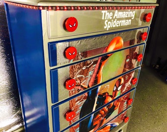 super hero decor - super heros - - boys room decor - kids furniture - kids dresser - childr