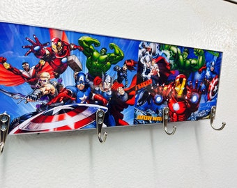 Super hero decor - super heros - kids towel racks - kids towel holder - boys bathroom decor - super hero birthday - kids coat rack - kids to