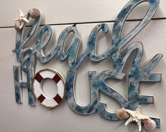 Beach house - beach house decor - beach house sign - wooden beach signs - rustic beach signs - beach cottage decor - coastal decor - outdoor