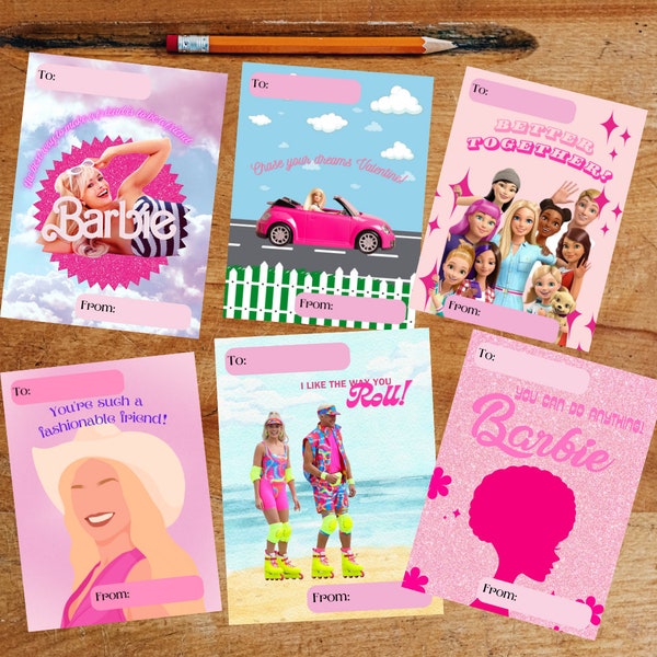 Barbie, Barbie Movie Printable Valentines for Kids, School, Valentine Cards, Print at Home Valentine  -Digital Download