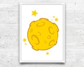 Printable Art Moon and star, instant download, Poster, Home Wall art, Home decor, Wall art, Scandinavian print, Nursery print, Kids room