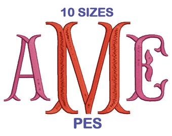 Fishtail Monogram Embroidery Font Set - 10 Size - PES Format Embroidery Alphabet - Embroidery Letters - Machine Embroidery Designs Patterns