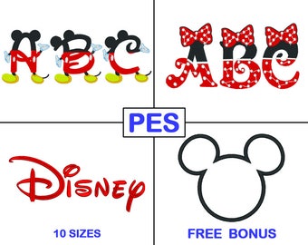 Disney Embroidery Font Bundle - 3 Fonts - PES - Mickey - Minnie - Embroidery Letters - Brother - Machine Embroidery Designs Patterns