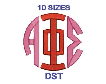 Greek Circle Monogram Embroidery Font - 10 Size - DST Format Sorority Alphabet - Embroidery Letters - Machine Embroidery Designs Patterns