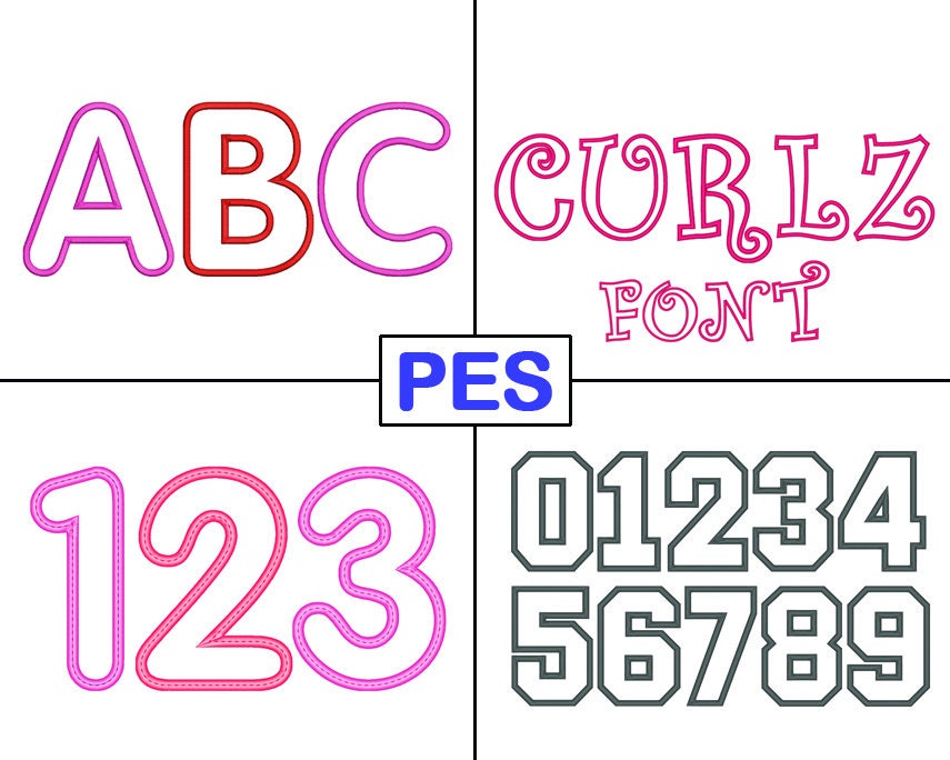 Applique Embroidery Font Bundle 2 Letter Sets 2 Number | Etsy