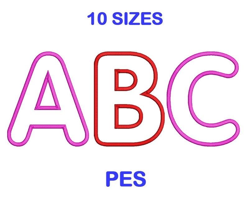 Applique embroidery font set 10 size pes format embroidery  etsy Applique embroidery font set 10 size pes format embroidery  etsy
