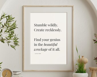 Cytat Stumble Wildly | Minimalistyczna sztuka typograficzna (wydruk cyfrowy)