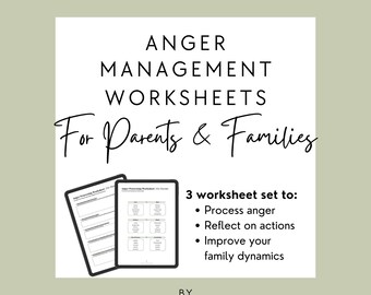 Parents Anger Management Worksheets | Family Conflict Tool | Emotional Regulation PDF | Digital Download