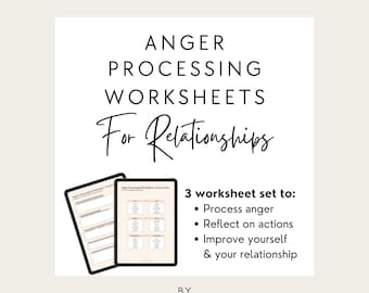 Relationship Anger Processing Worksheet | Couples Conflict Tool | Printable Therapy Worksheet | Emotional Regulation PDF | Digital Download