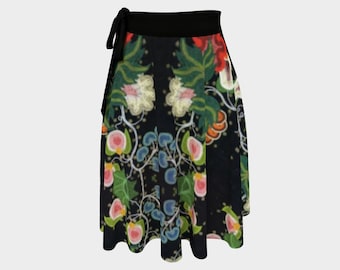 Roses & Eastern Woodland Floral Beadwork Wrap Skirt