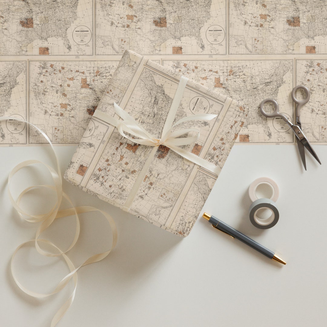 1888 Map of Indian Reservations in the United States - Wrapping Paper ...