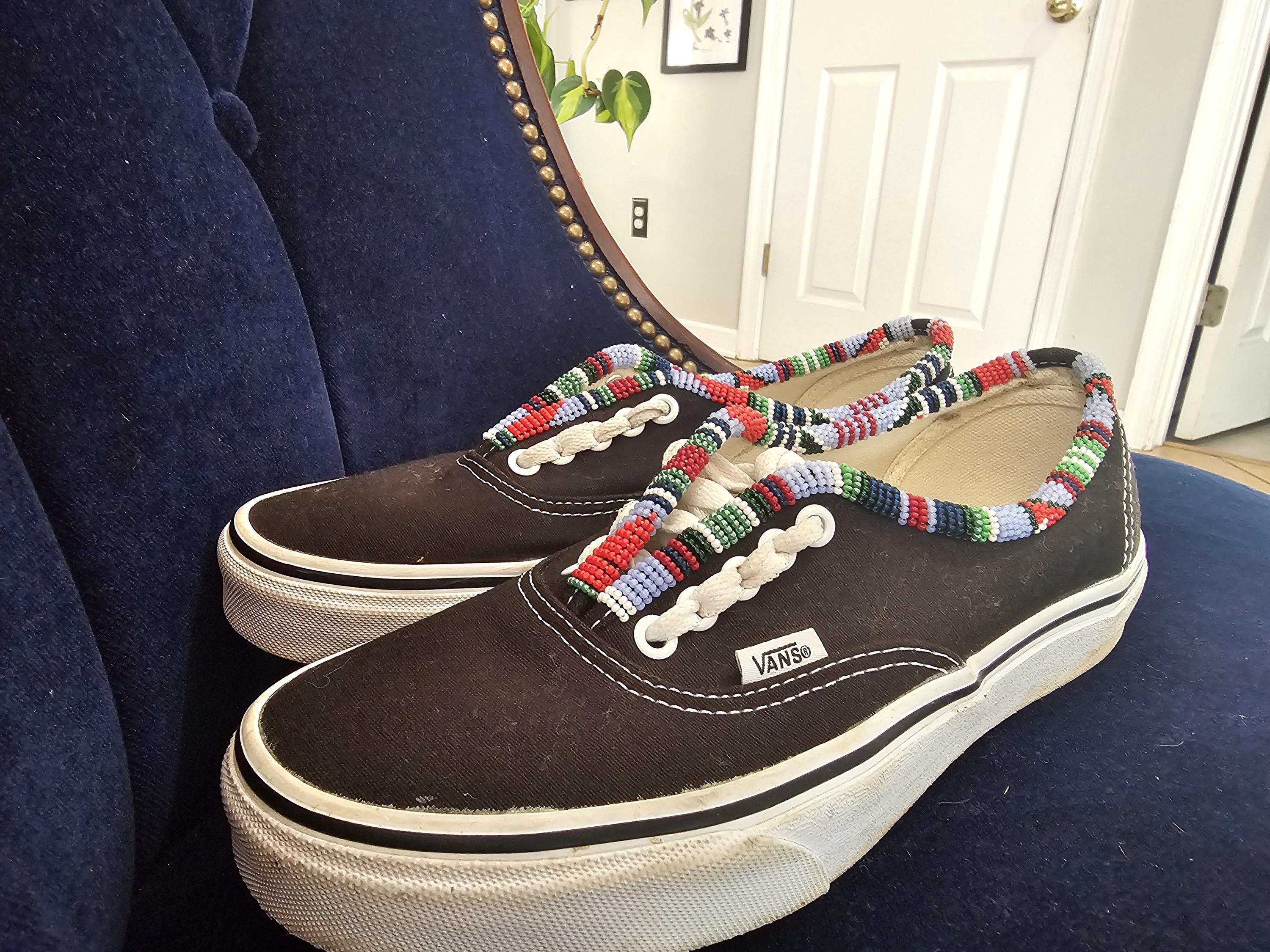 Vans Black Low-Top Canvas Sneakers with Multicolor Studs and Bead Accents The Vans LX Authentic 44  main image 4