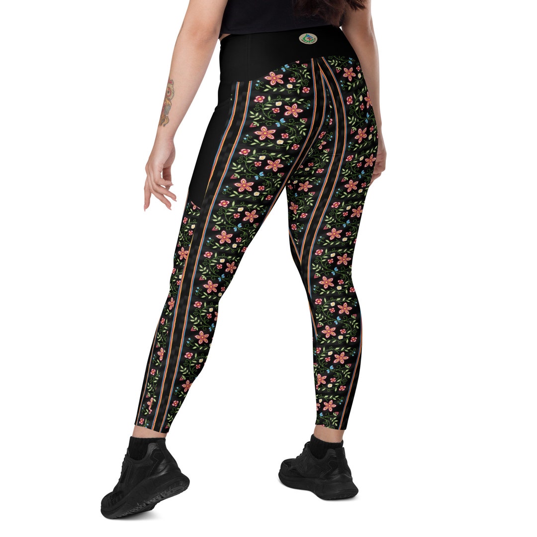 Woodland Florals Crossover Leggings With Pockets - Etsy