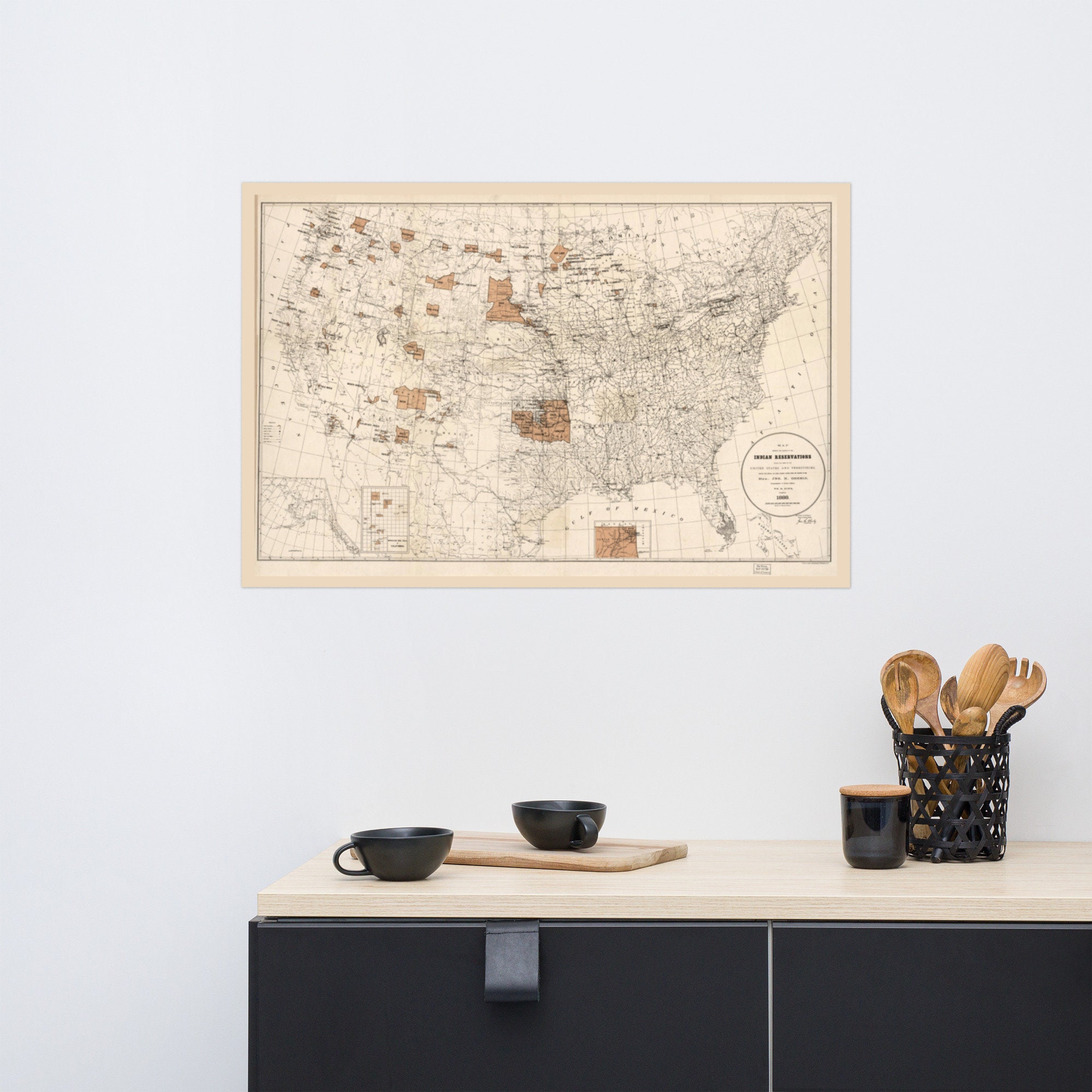 1888 Map of the Indian Reservations Within the United States and ...