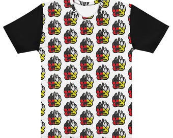 Camiseta de algodón con cuello redondo para hombre con diseño de pata de oso y rueda medicinal