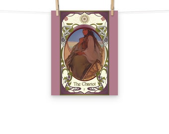 The Chariot - Indigenous Art Nouveau - Tarot Card Poster