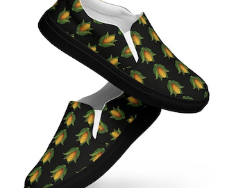 Scarpe da uomo in tela slip-on con perline di mais