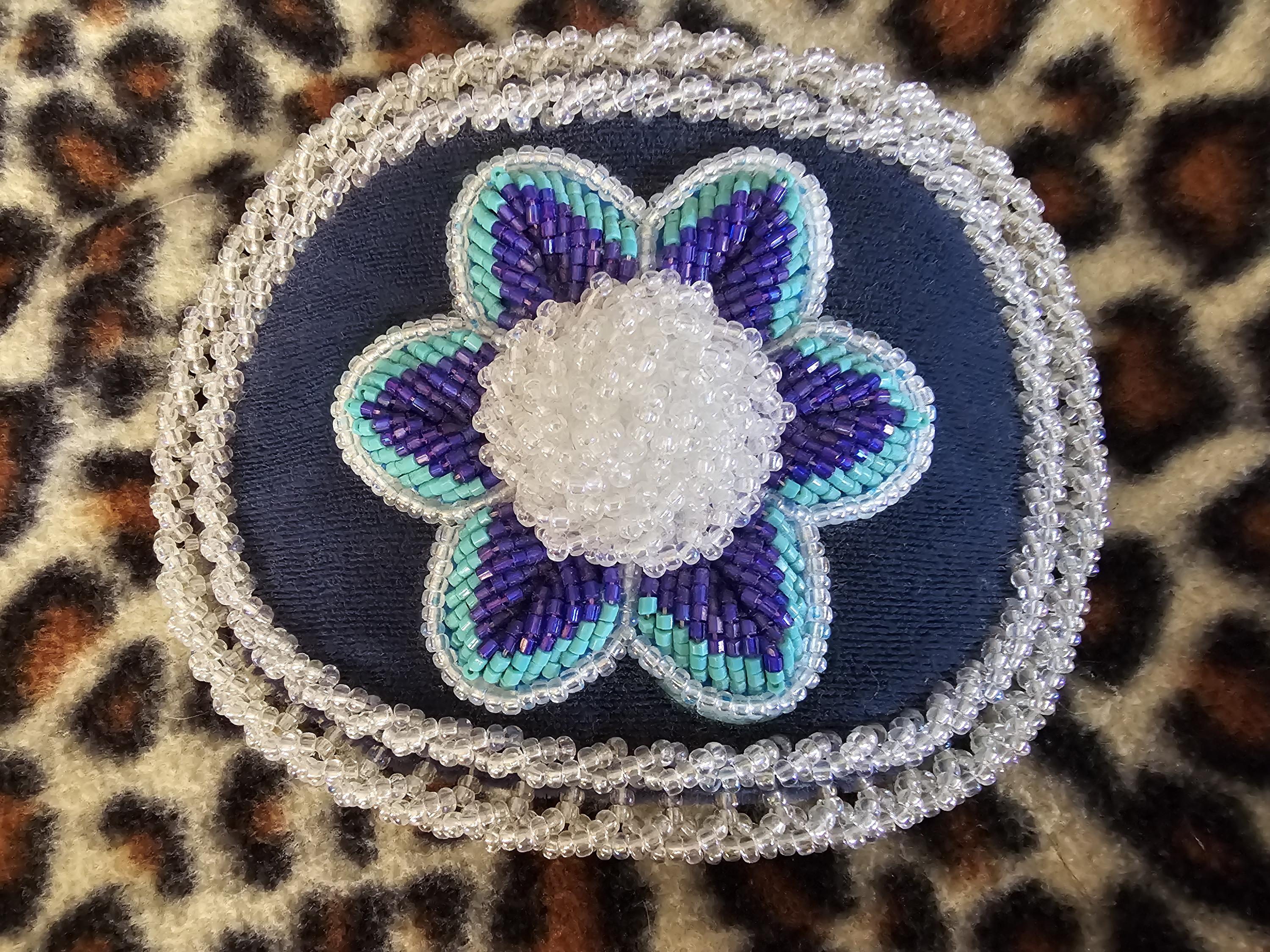 Raised Beadwork Velvet & Buckskin Large Hair Clip Barrette  display picture 3