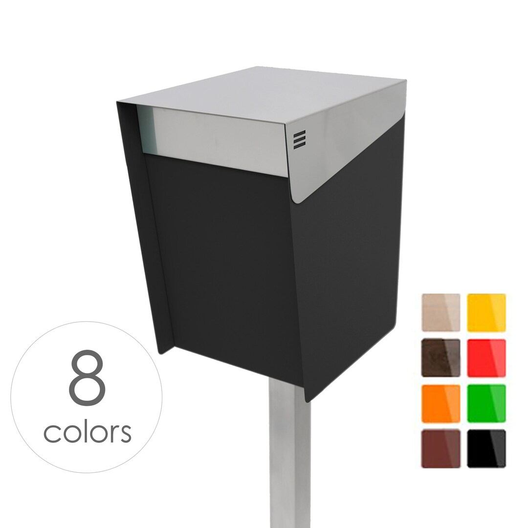 Modern Mailbox on Post KATANABOX Mega DR Lockable Japanese Stainless