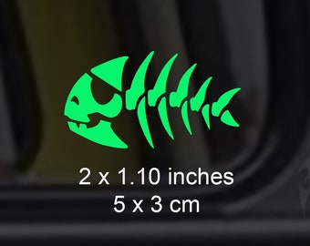 海賊魚スケルトンボーングローインザダークデカール/ステッカー - MacBook、Android、ハロウィン、ノートパソコン、車の窓