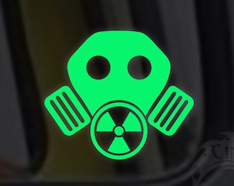 Gas Mask Radioactive Glow in the Dark Decal / Sticker - Macbooks, iPhones, Andriod, Smartphones, Halloween, Laptops, Car Windows