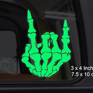 Rock On Skelett Hand 3 x 4 Zoll Aufkleber / Sticker - Zeige anderen, wie du rockst
