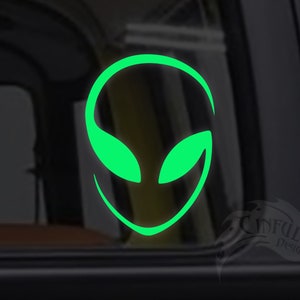 Alien Glow in the Dark Decal / Sticker - Macbooks, iPhones, Andriod, Smartphones, Halloween, Laptops, Car Windows