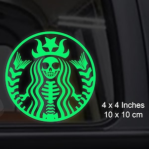 Mermaid Skeleton Siren Two Tailed - Glow in the Dark Decal / Sticker