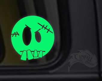 Cute Little Frankenstein Glow in the Dark Decal / Sticker - Kawaii - Macbooks, iPhones, iPad, Tablet, Halloween, Car Windows