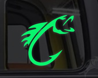 Fish Hook - Glow in the Dark Decal / Sticker - Macbook, iPad, Tablet, Car, Window