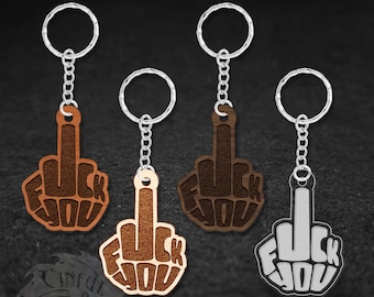 Fuck You Typography LED RGB or Standard Laser Cut Keychain