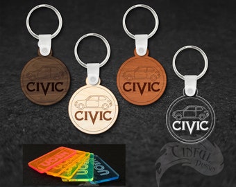 Civic First Gen CVCC Round Laser Cut Keychain