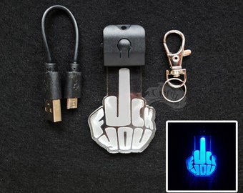 Fuck You Typography LED RGB or Standard Laser Cut Keychain