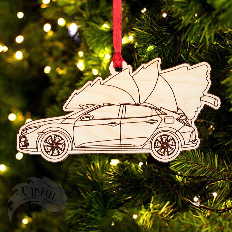 Car Christmas Ornament 1G civic, CRX, EF Hatch, EF Wagon, Prelude, Civic Sport, Integra Civic Sport - Maple