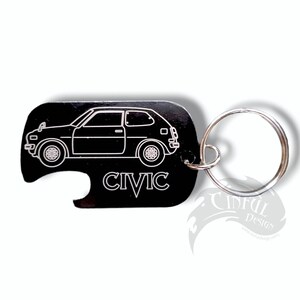 Civic 1G CVCC Laser Engraved Bottle Opener Dog Tag Keychain Design on One Side image 1