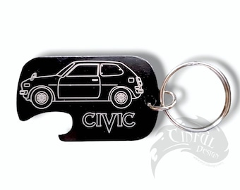 Civic 1G CVCC Laser Engraved Bottle Opener Dog Tag Keychain - Design on One Side