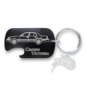 Crown Victoria 2006 Laser Engraved Bottle Opener Dog Tag Keychain Design on One Side image 1