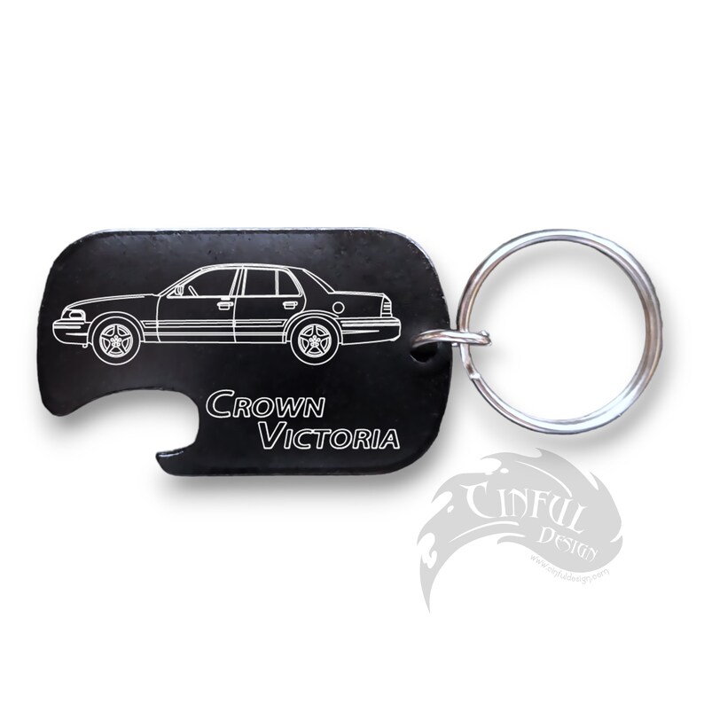 Crown Victoria 2006 Laser Engraved Bottle Opener Dog Tag Keychain Design on One Side image 1