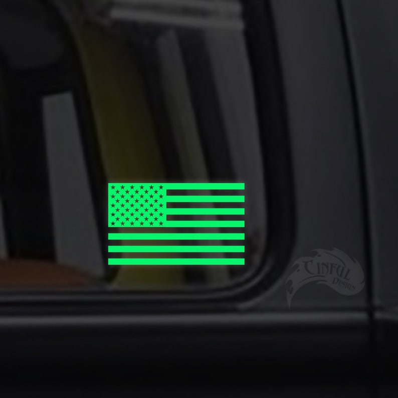 American Flag Glow in the Dark Decal / Sticker Macbooks, iPhones, Andriod, Smartphones, Halloween, Laptops, Car Windows image 1